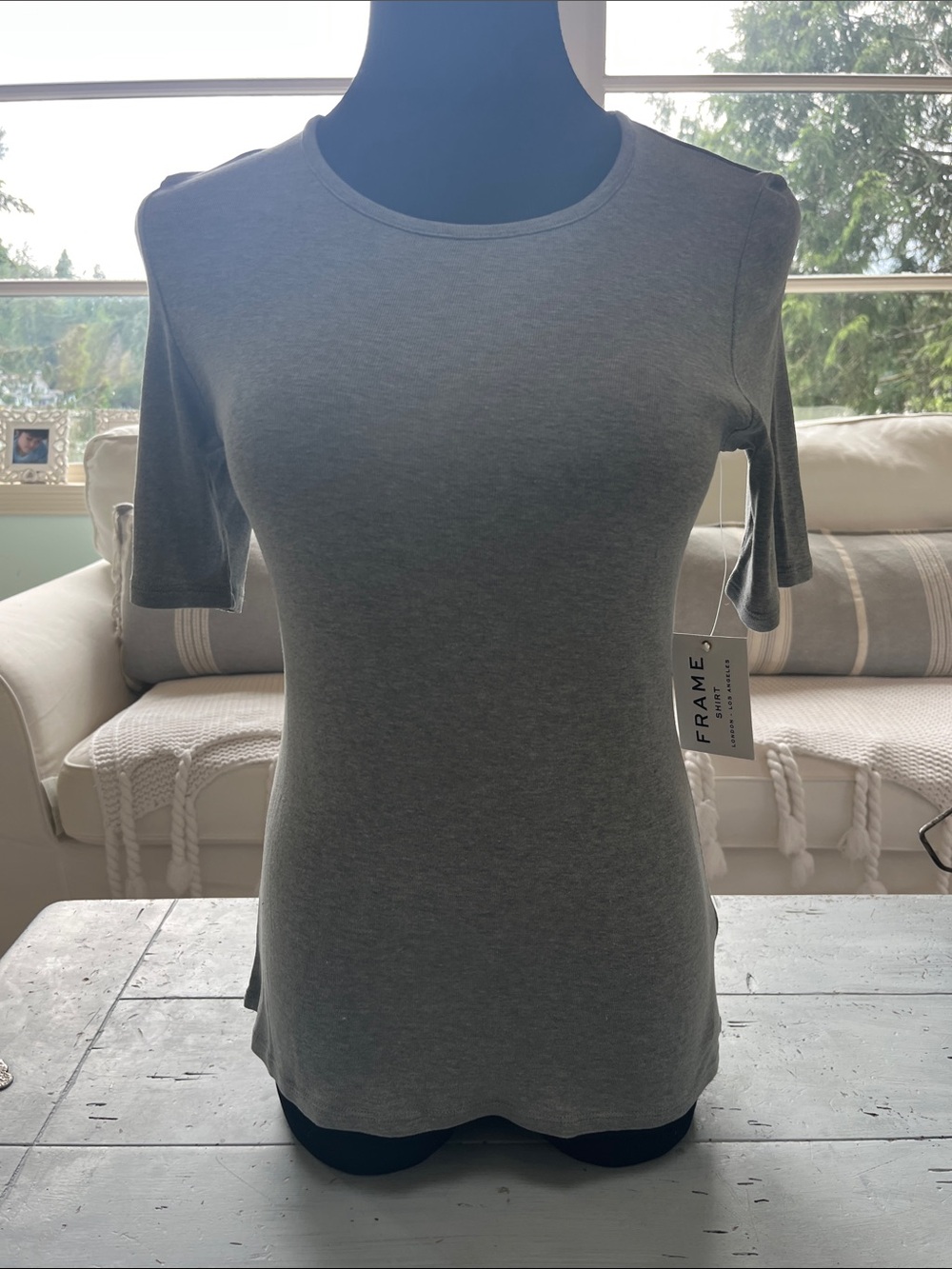 Silk Frame Heather Grey Short Sleeve Crewneck Tee